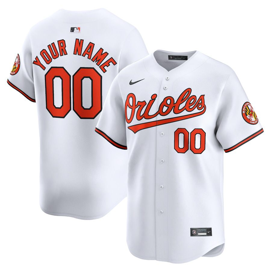 Men Baltimore Orioles Nike White Home Limited Custom MLB Jersey->->Custom Jersey